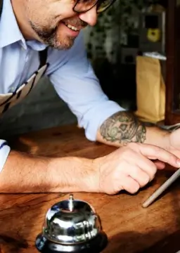 Restaurant staff using a tablet