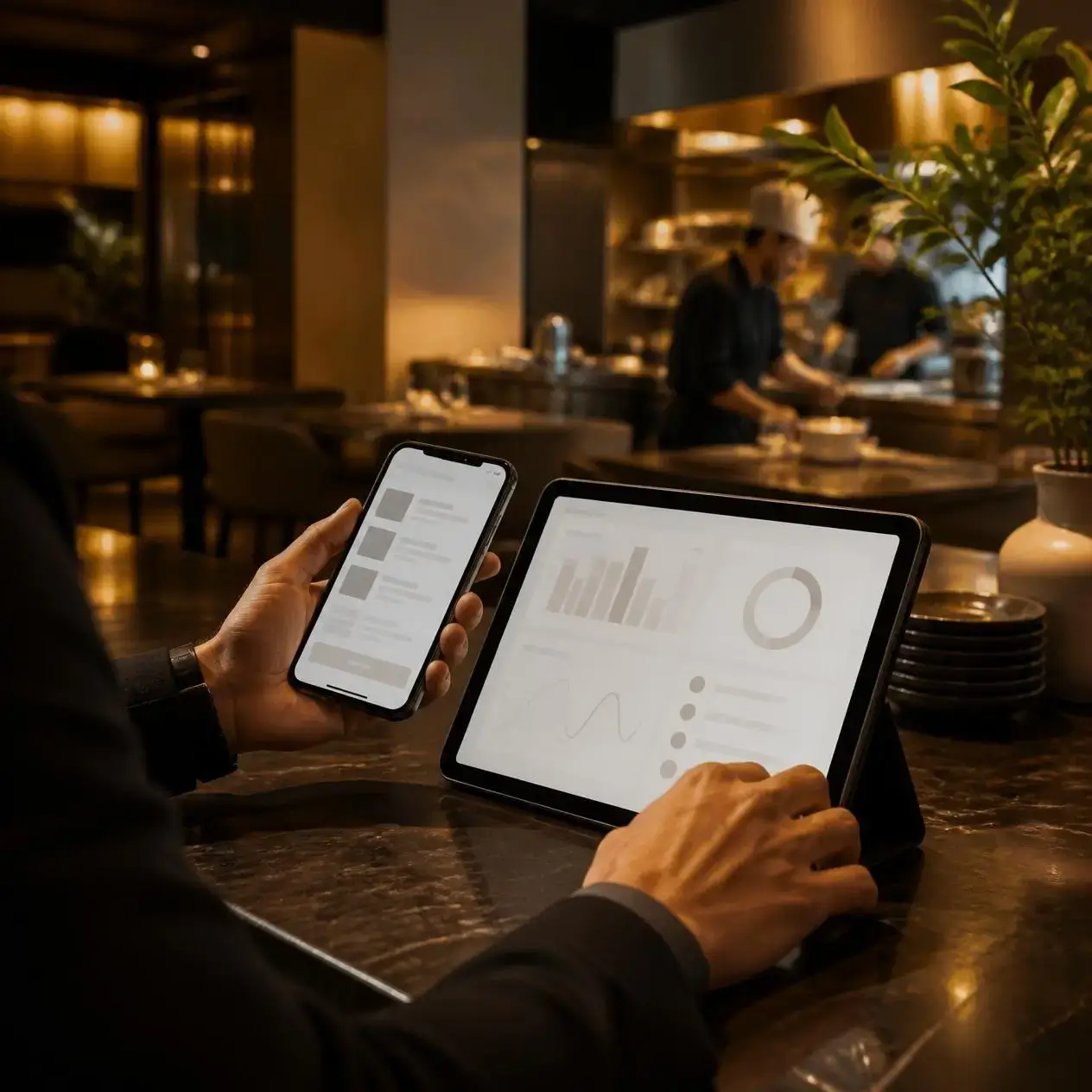 Restaurant operator reviewing the benefits of switching to Chefgaa